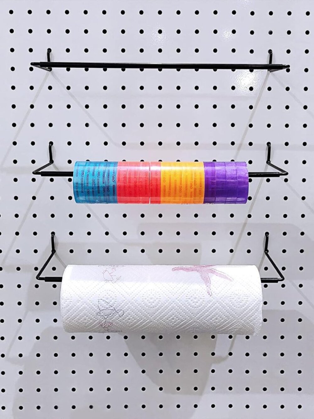 5 Pack Extendable Pegboard Paper Towel Holder,Pegboard Hook for Workshop,Garage,